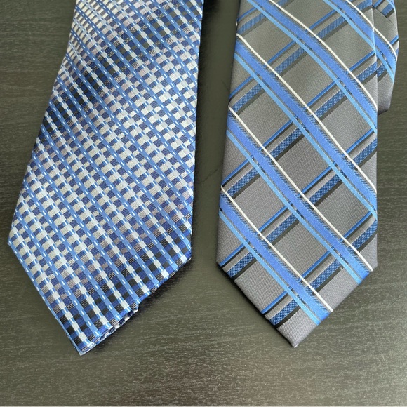 Set of 2 Neckties + Tie Clip | Blue + Gray/Silver | Apt 9 + Bespoke - Picture 4 of 9